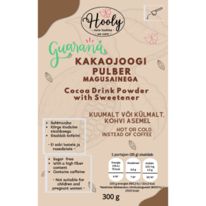 Kakao ja guaraana joogipulber magusainega 300 grammi